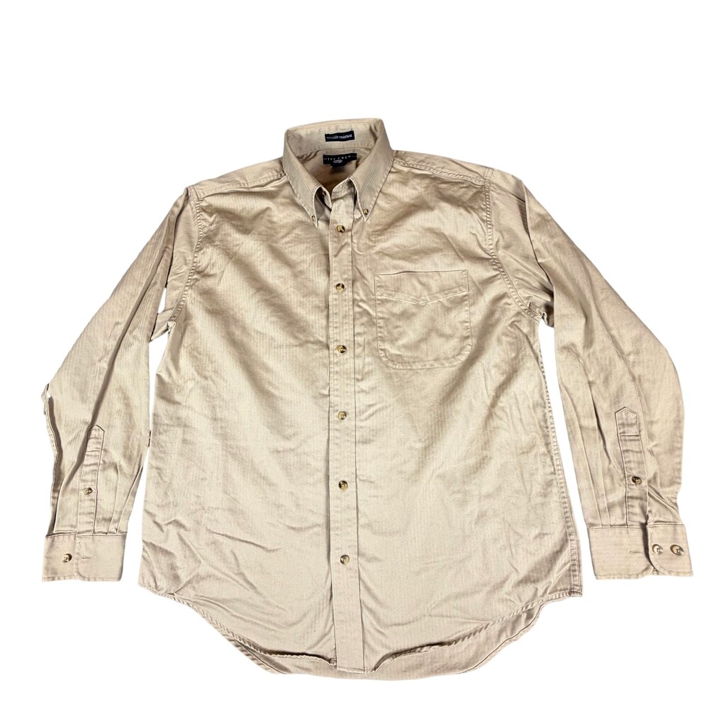Ivy Crew Shirt Mens M Beige Preppy Ivy Button-Down Cotton Minimalist Long Sleeve